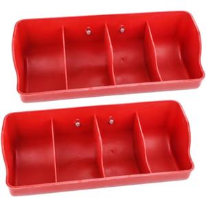 2 Pack Lambs Plastic Feeder, 4 Compartment Fence Feeder for Small Pig Lambs Chicken Livestock