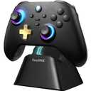 EasySMX D05 PC Controller - Enhanced Wireless Bluetooth Pro Controller with Charging Dock/Hall Sensor/RGB Lighting - No Stick Drift, No Dead Zone - Work for Windows PC, Android, Steam and Switch (black gold)