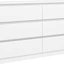 Vibe & Dine White Dresser 6 Drawer, Modern Double Dresser for Bedroom, Wood Chest of Drawers with Wide Storage for Living Room (15.8"D x 47.2"W x 28"H (6 Drawers))