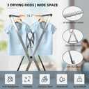 Clothes Drying Rack,Heavy Duty Stainless Steel Garment Rack,Adjustable and Foldable Laundry Drying Rack for Indoor Outdoor Drying Rack Clothing with 20 Windproof Hooks (Silver, 79")