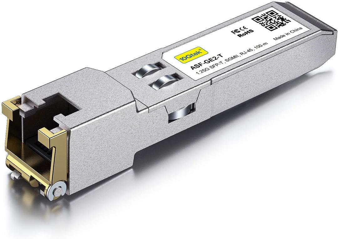 10/100/1000Base-T Copper SFP, Auto-Negotiation SFP to RJ45 Mini-GBIC Transceiver, Compatible with Mikrotik S-RJ01