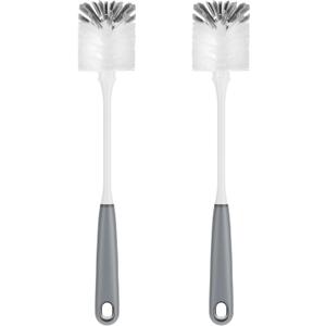 MR.SIGA Long Handle Bottle Brush, Flexible Scrub Brush for Water Bottles, Glasswares, Mugs, Gray, 2 Pack