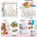 Clastyle Pink Wild Flower Kid Storage Basket Set Spring Butterfly Plants Foldable Closet Clothes Organizer Nursery Toddler Toy Bin Women Girl Book Shelf Basket, 11.8x11.8x11.8 in