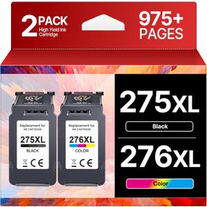 PG-275XL CL-276XL Replacement for Canon 275 and 276 Ink Cartridges for Canon Ink 275 and 276 275XL 276XL Combo Pack Use to PIXMA TR4720 TS3522 TR4700 TS3722 TS3500 TS3520 TS3720 TR4722 (2 Pack)