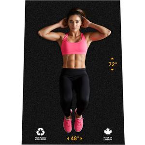 Rubber King Multi-Purpose Exercise Mat - 4' x 6' x 3mm - 100% Recycled Thick Rubber Mat for Home Gym Flooring, Non-Slip, Low-Odor Durable Workout Mat for Indoor/Outdoor, Shoe-Friendly - Black