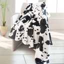 Cow Print Blanket Warm Plush Cute Black Cow Throw Blanket Soft Fleece Flannel Lightweight Throw Blankets Sofa Couch Bed Travel Cow Bedding Room Decor for Kids Teens Adults 40"x50"