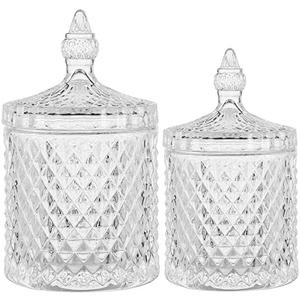 rejomiik Qtip Holder Glass Apothecary Jars with Lid Bathroom Accessories Vanity Organizers and Makeup Storage for Cotton Swabs, Balls, Pads, Floss Picks, Candy, 1 Pack, Large Clear