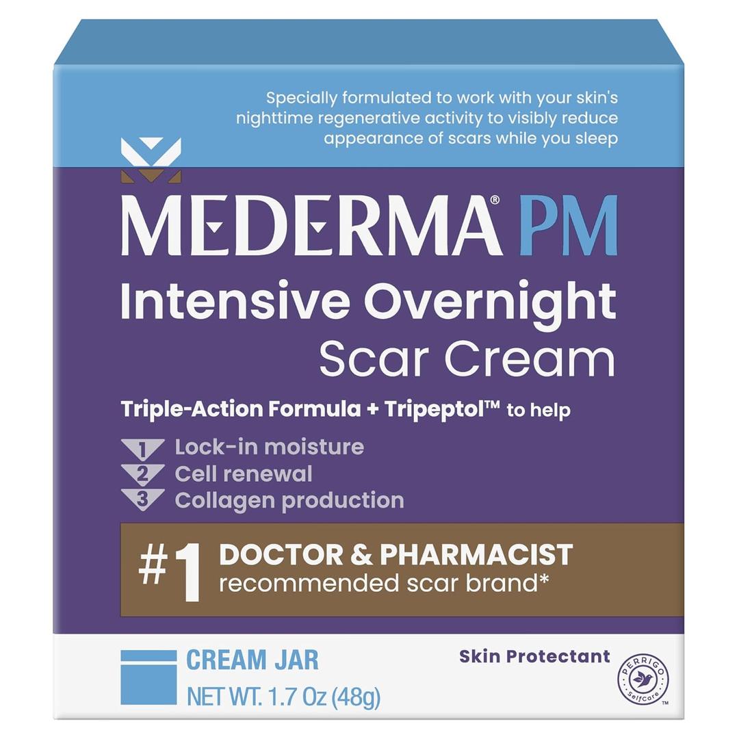 Mederma PM Intensive Overnight Scar Cream - Advanced Scar Treatment with Tripeptol, Works While You Sleep (1.7 Ounce), Best By: 2027/05
