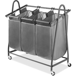 Three-Bag Rolling Laundry Sorter - Gunmetal