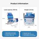 SUNNYFEEL Portable Beach Chair, Lightweight Beach Chair for Adults, Folding Camping Chair with Side Table & Organizer Bag, 3 Position Adjustable, 300lbs Heavy Duty, Low Back, Blue Stripes, 2 Pack, 19.29 in x 19.29 in x 24.8 in