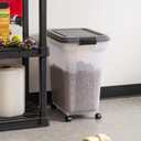 IRIS USA Dog Food Storage Container 40 lbs, Attachable Wheels, & Included Scoop, for Dog Cat Birds and other Pets, Food Storage Bin, Keep Fresh, Easy Mobility, BPA Free - Made in the USA, Dark Gray