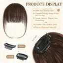 SOFEIYAN Clip in Bangs 100% Real Human Hair Extensions Clip On Wispy Bangs Air Bangs Fringe With Temples Hairpieces Brown Natural Hair Clip in Hair Extension Curved French Bangs for Women Daily Wear
