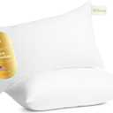 Digital Decor 100% Cotton Luxury Hotel Pillows Standard Size Set of 2, Cooling Hypoallergenic Down Alternative Bed Pillows for Sleeping, Medium Support for Side & Back Sleepers, Made in USA, 26" x 20"