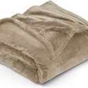Blanket Queen Size Camel 300GSM Luxury Fuzzy Soft Anti-Static Microfiber Bed Blanket (90x90 Inch)