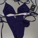 Women's Thong String Bikini Set Sexy Brazilian Cheeky Two Piece Triangle Halter Swimsuit Bathing Suits, Medium