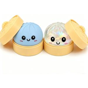 2 PCS Colorful Dumpling Squishies with Box,New Mystery Squishys Dumplings Stress Relief Balls Fidget Sensory Toy,Bao Bun with Food Steamer Stretchy Desk Squeeze Toys