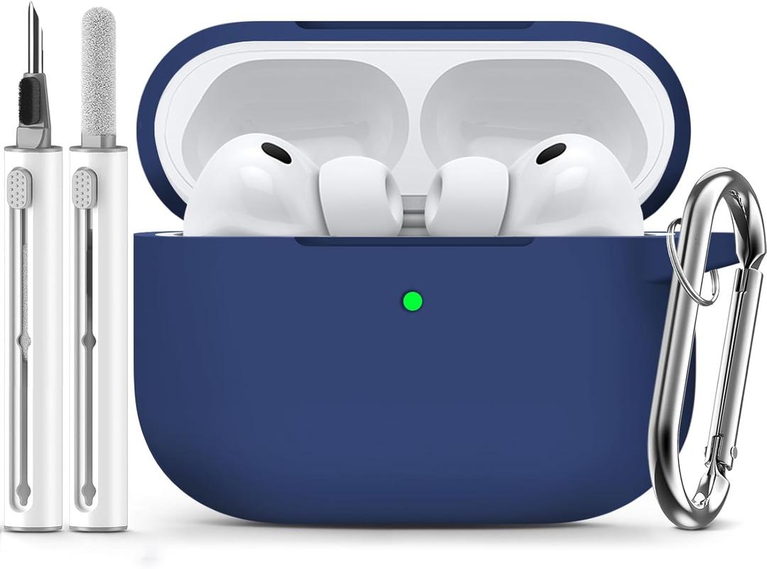 Ljusmicker for AirPods Pro 3 Case 2025 with Cleaner Kit,Soft Silicone Protective Cover for Apple AirPods Pro 3rd Generation Cases for Women Men,for AirPod Pro 3 Accessories with Keychain-Deep Blue