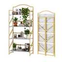 BHG No Assembly Folding Bookshelf for Living Room,Arched Collapsible Book Shelf for Home Office,Portable Bookcase Storage Organizer Rack Shelves