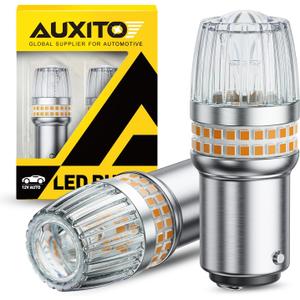 AUXITO Latest 1157 LED Bulbs Amber Yellow Turn Signal Lights, 700% Brighter 2057 2357 7528 BAY15D LED Bulbs with Projector for Turn Signal Parking Tail Brake Blinker DRL Marker Lights, Pack of 2