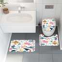 4 PCS Kids Shower Curtain Set 72Wx72H Kid Toddler Bathroom Set Summer Ocean Fish Cute Whale Funny Underwater Bath Rug Toilet Lid Cover U Shape Mat Accessories 12 Hooks Bathroom Decors
