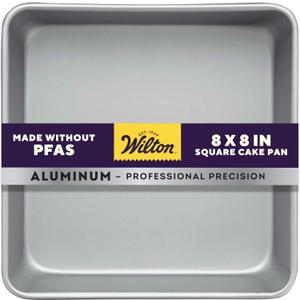 Wilton 8 x 8 Inch Square Cake Pan, Even Heating Aluminum Bakeware, Made Without PFAS, 