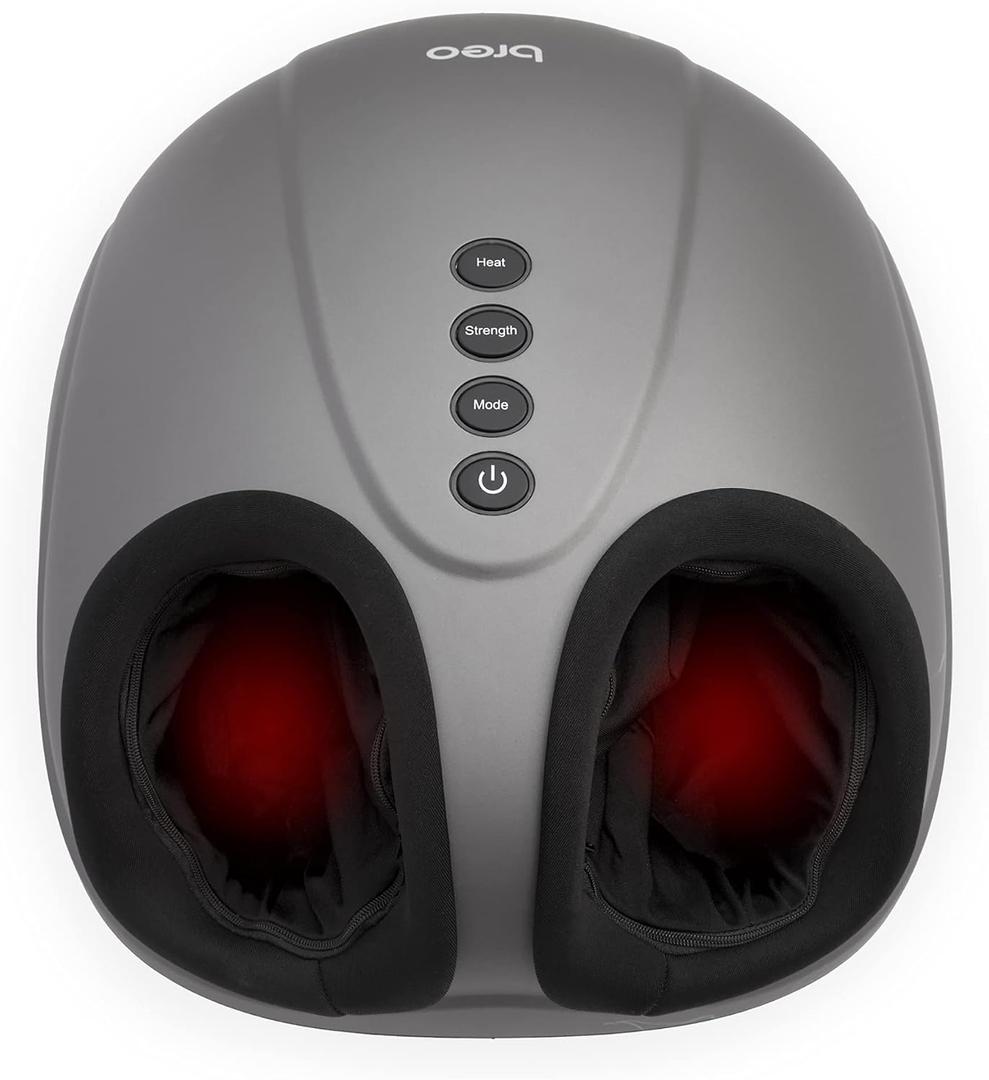 Breo Foot Massager Machine with Heat, Shiatsu Deep Tissue Kneading & Rolling Massage for Pain Relief & Relaxation, Electric Foot Massager Fits Feet Up to Men Size 12, Perfect for Home & Office Use