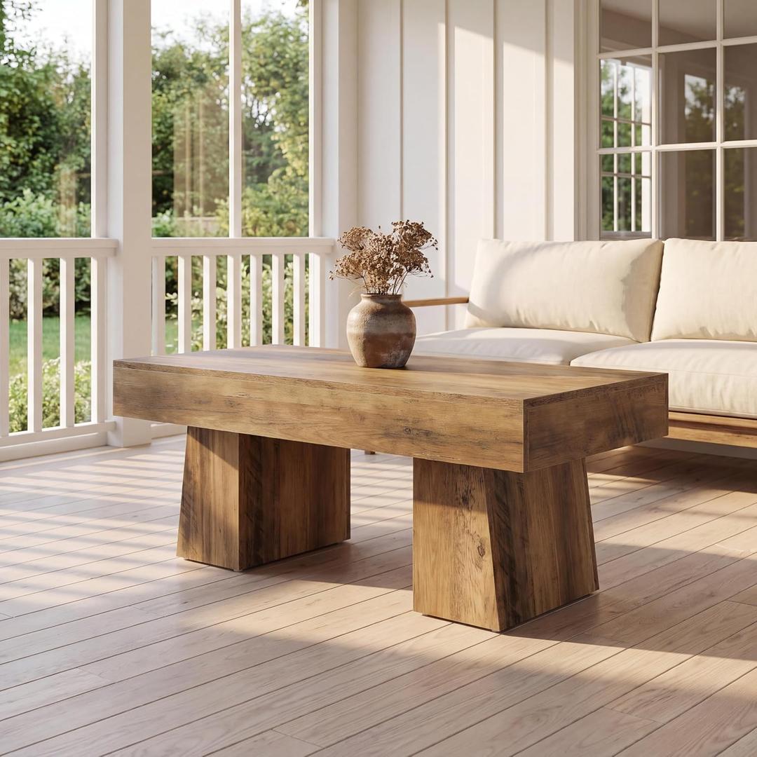 LITTLE TREE Rectangle Coffee Table, 47 Inches Coffee Table for Living Room, 47.24" W x 23.62" D x 19.68" H
