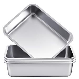4 Pack Stainless Steel Commercial Bus Tubs Box Tote Box Dishwashing, Utility, Meat Prep Tub (13 L)