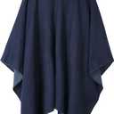 Urban CoCo Women's Color Block Shawl Wrap Open Front Poncho Cape (Blue)