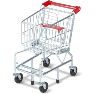 Melissa & Doug Toy Shopping Cart, Grocery Store Pretend Play Toys with Sturdy Metal Frame & Working Wheels, Toddler Shopping Cart, Preschool Learning Toys for Girls & Boys 3+