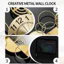 Modern Large Wall Clock Metal Decorative Clock, 3D Creative Wall Art Silent Non Ticking,Battery Operated Oversized Round Modern Wall Clock for Bedroom,Farmhouse,Office Wall Decor , 16.5*37 Inch Gold