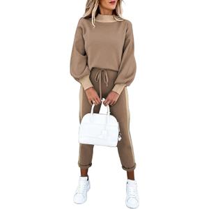 Fixmatti Women's 2 Piece Outfits Long Sleeve Pullover Sweatshirt Jogger Pants Sweatsuit, Medium