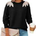 ZESICA Women's Fall Long Sleeve Sweaters 2026 Crew Neck Knit Loose Dressy Pullover Tops Winter Trendy Outfits (Medium, Black)