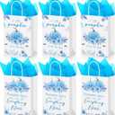 Yexiya 24 Set Thanksgiving Baby Shower Gifts Bags Bulk Fall a Little Pumpkin Is on The Way Bags with Tissue Paper Autumn Baby Shower Gender Reveal Thanksgiving Party Supplies Decorations (Blue)