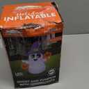 Joiedomi 5 FT Halloween Inflatables Ghost Outdoor Decorations, Blow Up Cute Wizard Ghost with Pumpkin, Blow Up Yard Decoration with Rotating Colorful LED for Halloween Lawn Garden Party Decor