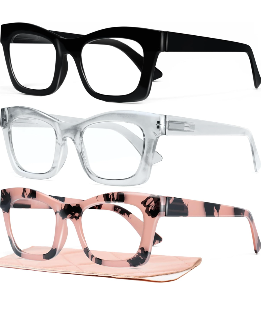 CCVOO Stylish Reading Glasses for Women, Eyeglasses, Blue Light Readers for Women, Computer Eye Glasses, Cheaters, +1.5