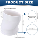 PATIKIL Duct Adapter Round to Oval, Oval Recessed Dryer Vent Hose Connector Adapter with Stainless Steel Clamp for Air Exhaust Ventilation System, White