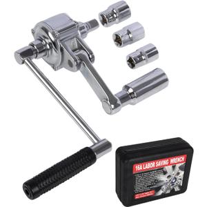 Labor Saving Torque Multiplier Wrench Set, 1:16 Ratio Lug Nut Remover with 1/2" Drive, Heavy Duty Lug Wrench for Loosening Stubborn Wheel Nuts, Includes 17/19/21mm & SAE Sockets for Cars, SUV, RV
