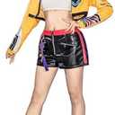 OSIAS Women Rumi Cosplay Costume With Leather Stretch Shorts and Padded Shoulder Jacket. Medium