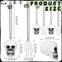 Poen 24 Pcs Mini Horror Christmas Skull Hanging Tree Gothic Ornament Skull Plastic Mini Christmas Small Skeleton Head Decoration Spooky Xmas Hanging Ornament for Xmas Party Supplies