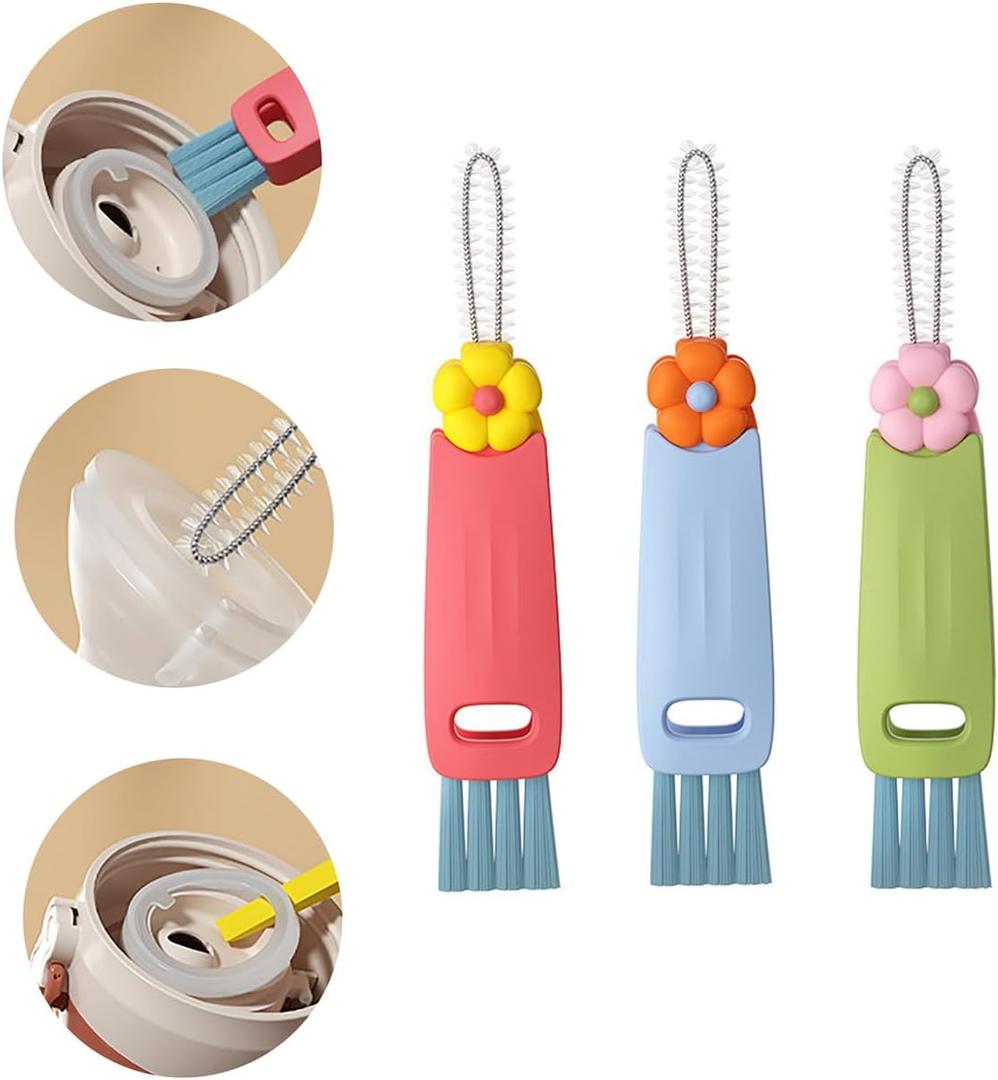 2 x Swicado 3 in 1 Cup Lid Cleaning Brush - 2025 New Multifunctional Tool for Thorough Cleaning of Bottles, Cups, and Tight Spaces - Ideal for Home & Kitchen