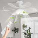 Huaerle Socket Fan Light with Remote Portable Ceiling Fans with Lights 3 Speeds 3 Colors Led Fan Lights for Bedroom Living Room (White)