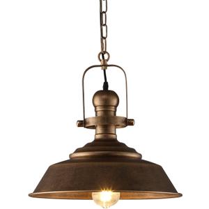 14.2 Inch Farmhouse Pendant Light for Kitchen Island, Bronze Rustic Hanging Ceiling Light with Hand-Painted Finish, Industrial Modern Bar Lighting, Dome Pendants for Dining Room