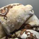 Korean Mink Blanket 55"x75", Silky Soft and Warm - 2 Ply Reversible Raschel Bed Blanket for Single Bed.150x200cm-2.5kg. (Beige Cloud Blanket)