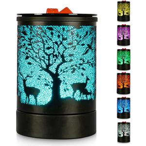 Deer Forest Scented Wax Melts Warmer with 7 Colors Changing Led Light Oil Burner Tart Candle Melter for Home Decor