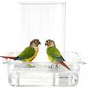 Bird Bath Tub with USB Pump, Automatic Bird Shower with Transparent Acrylic Basin, Transparent Acrylic Basin & Mesh Perch for Parakeets, Cockatiels, Conures, Budgies