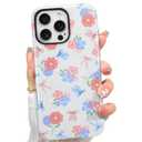 Case Designed for iPhone 16, Blue & Pink Bow Little Floral Pattern[Compatible with MagSafe] Hard PC+ Soft TPU Heavy Duty Shockproof Drop Protective Women Girls Phone Case