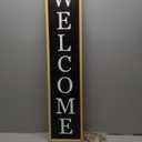 Welcome Sign for Front Porch Standing 45"X9" Large Vertical Farmhouse Outside Front Door Sign Leaner Tall Vintage Outdoor Wreath Patio Garden Wood Framed Decorations (Wood Black)