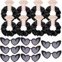 Satin Bridesmaid Scrunchies Bachelorette Hair Ties Set of 6 sunglasses Bridal Shower No Damage Hairties ideas Gift for Wedding Party Favors Bridesmaid Proposal Gifts (8sets Black)
