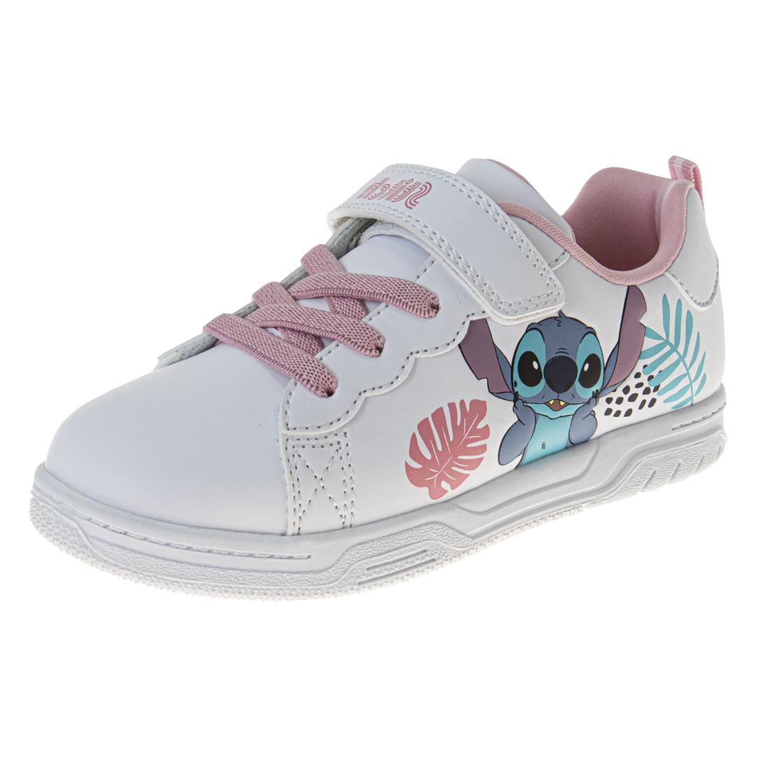 Disney Lilo & Stitch Sneakers Lace Up Lightweight Breathable - Stitch Shoes for Girls and Women Size 13, White Pink